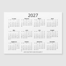 Custom Black & White 2027 Calendar with Your Text