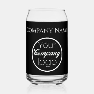 Custom Black White Add logo Here promo  Can Glass