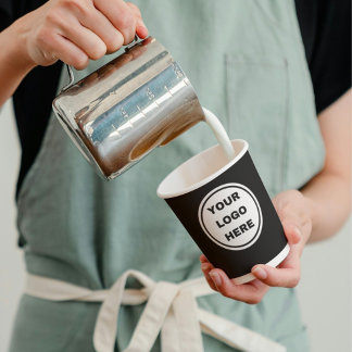 Custom Black & White Business Coffee Shop Logo  Paper Cups