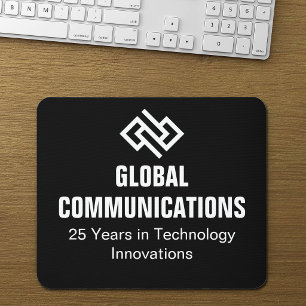 Custom Black White Cyber Security Company Mouse Pad