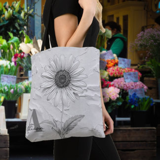 Custom Black & White Daisy Tote Bag