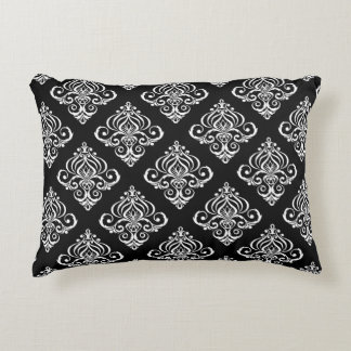 Custom Black & White Damask Pattern Decorative Cushion