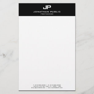 Custom Black White Elegant Template Personalised Stationery