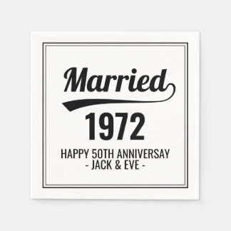 Custom Black & White Golden 50th Anniversary Year Napkin
