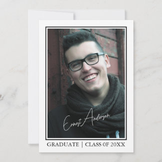 Custom Black & White Graduate Photo Announcement