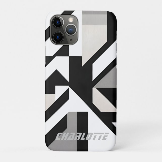 custom black white gray geometric Retrofuturism  Case-Mate iPhone Case (Back)