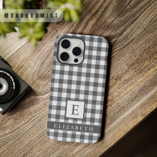 Custom Black White Grey Chequered Pattern iPhone 15 Pro Max Case