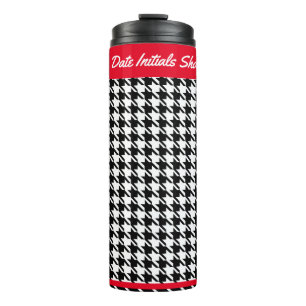 Custom Black & White Houndstooth 12oz Thermal Tumbler