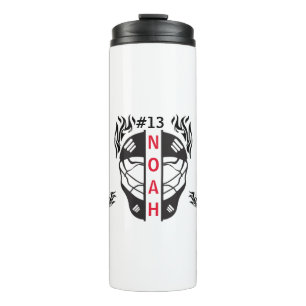 Custom Black & White Ice Hockey Goal Keeper Thermal Tumbler