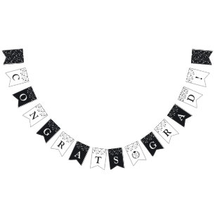 Custom Black & White Laurel Wreath Graduation Bunting