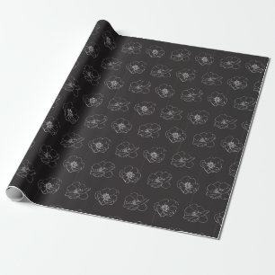Custom Black/White Magnolia Floral Gift Wrap Paper