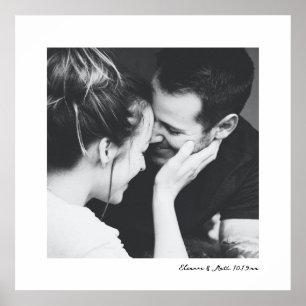 Custom Black White Minimalist Couple Photo Wedding Poster
