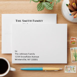 Custom Black White Minimalist Modern Family Envelope