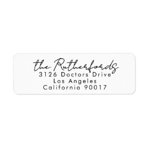 Custom black white Modern Wedding Return Address Label