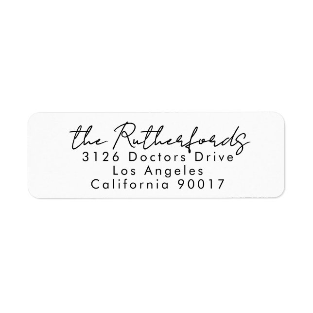 Custom black white Modern Wedding Return Address Label (Front)