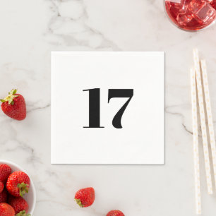 Custom black White Number age initial birthday Napkin