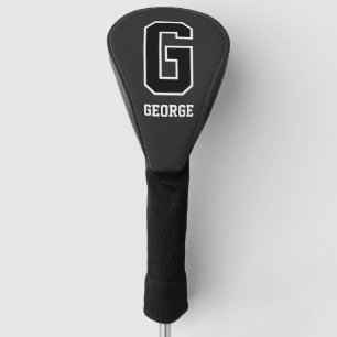 Custom Black White Personalised Monogram For Him Golf Head Cover