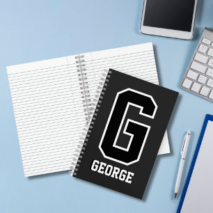 Custom Black & White Personalised Monogram Notebook