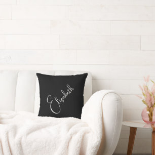 Custom Black White Script Your Own Name Or Text Cushion