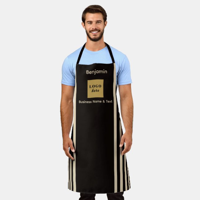 Custom Black & White Stripe Apron (Worn)