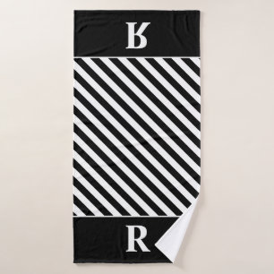 Custom Black/White Stripes Bath Towel