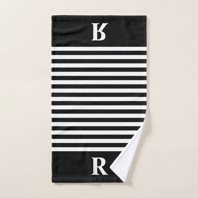 Custom Black/White Stripes Hand Towel (Hand Towel)