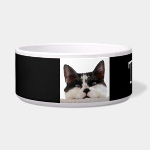 Custom Black & White Tuxedo Funny Cat Pet Bowl