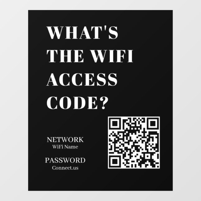 Custom Black WiFi QR | Network Password Display (Sheet)