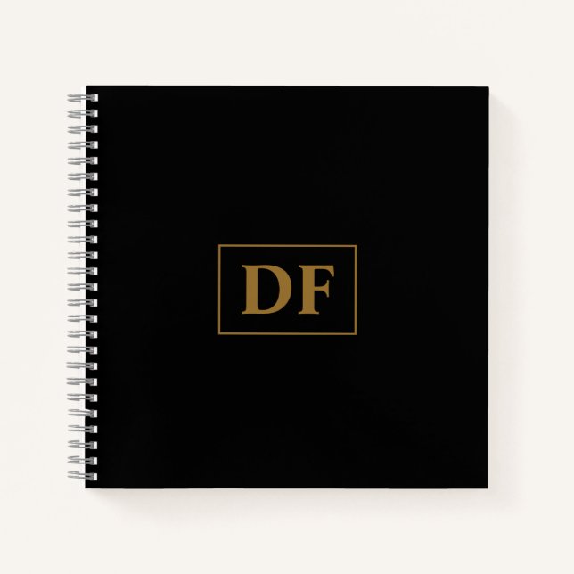 Custom Black With Gold Initials Notebook (Front)