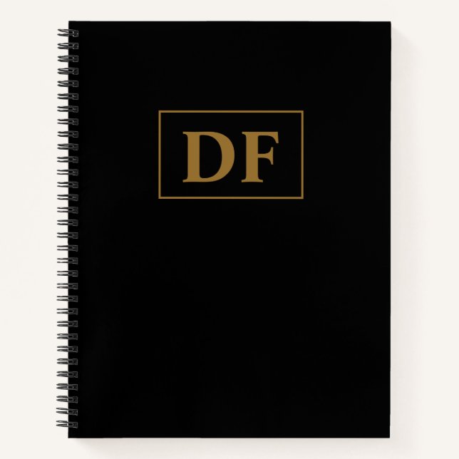 Custom Black With Gold Initials Notebook (Front)
