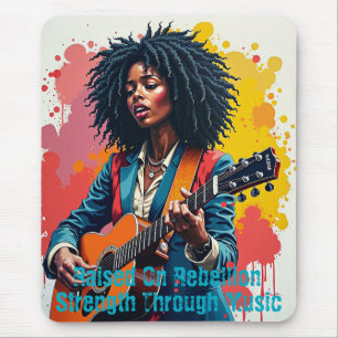 Custom Black Woman Guitarist Art Inspirational Mouse Pad