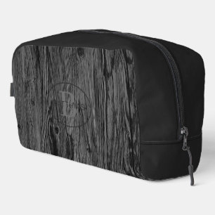 Custom Black Woodgrain Pattern Dopp Kit