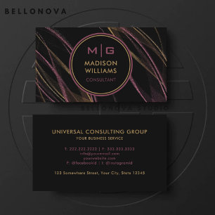 Custom Black Yellow Purple Glitter Professional Business Card