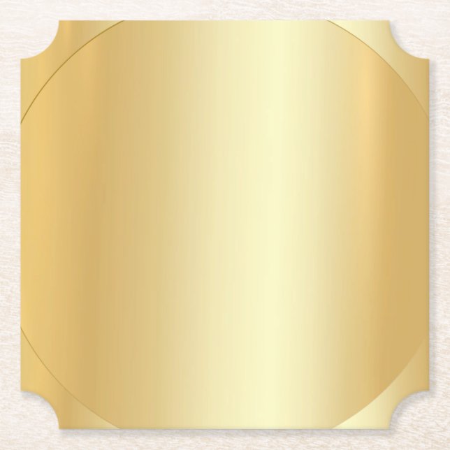 Custom Blank Elegant Template Faux Gold Modern Paper Coaster (Front)