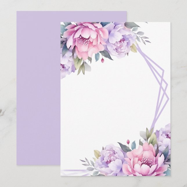 Custom Blank Lavender Pink Floral Save The Date (Front/Back)