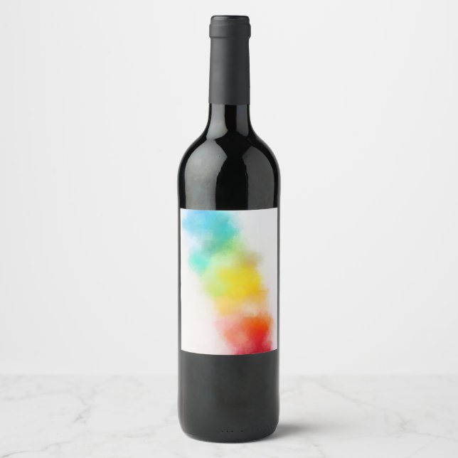 Custom Blank Modern Colourful Pink Red Yellow Blue Wine Label (Front)