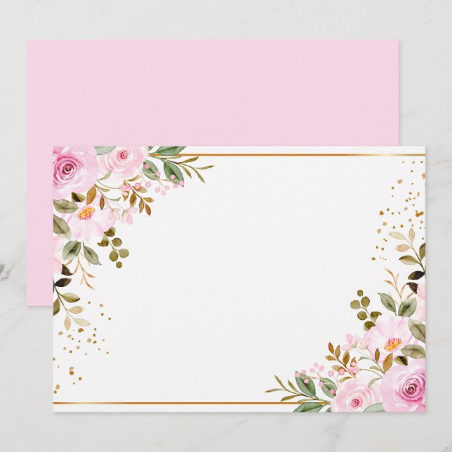 Custom Blank Pink Floral Save The Date (Front/Back)