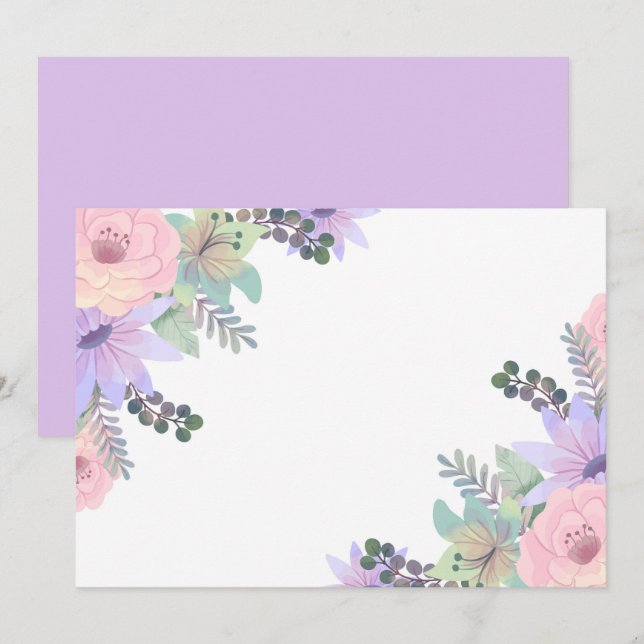 Custom Blank Purple Pink Floral Save The Date (Front/Back)