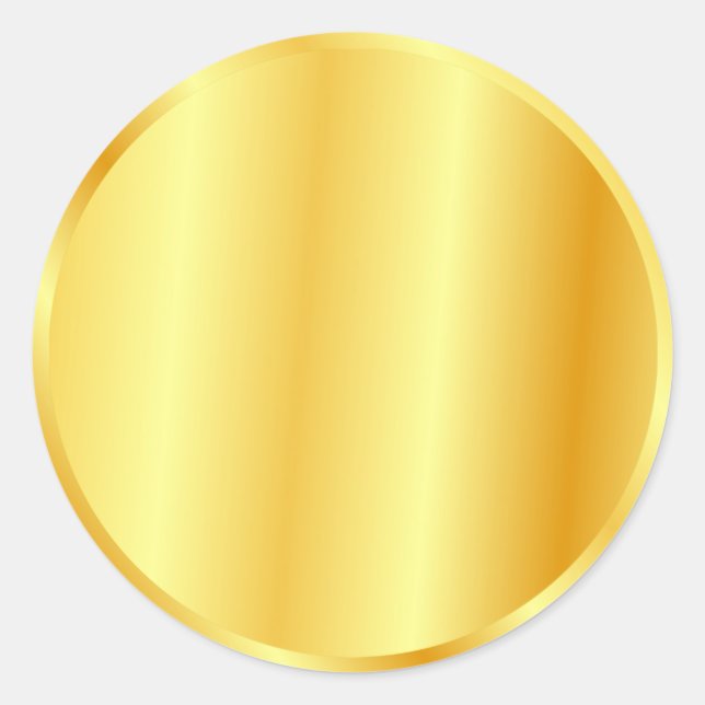 Custom Blank Template Faux Gold Metallic Look Classic Round Sticker (Front)