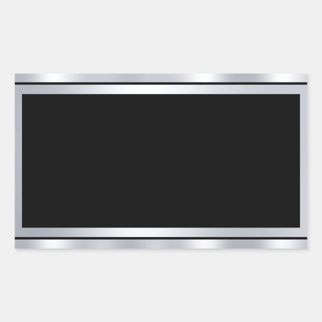 Custom Blank Template Faux Silver Black Add Text Rectangular Sticker (Front)