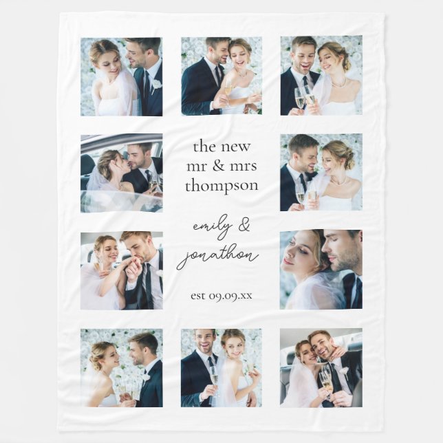 Custom Blanket with 10 Wedding Pictures (Front)