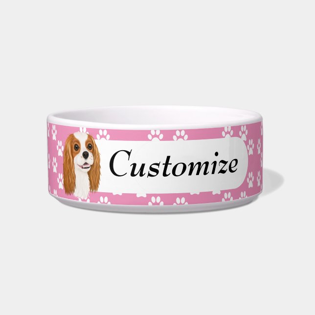 Custom Blenheim Cavalier King Charles Spaniel     Bowl (Front)