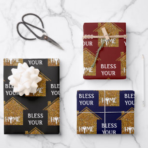 Custom BLESS YOUR HOME Real Estate Wrapping Paper Sheet