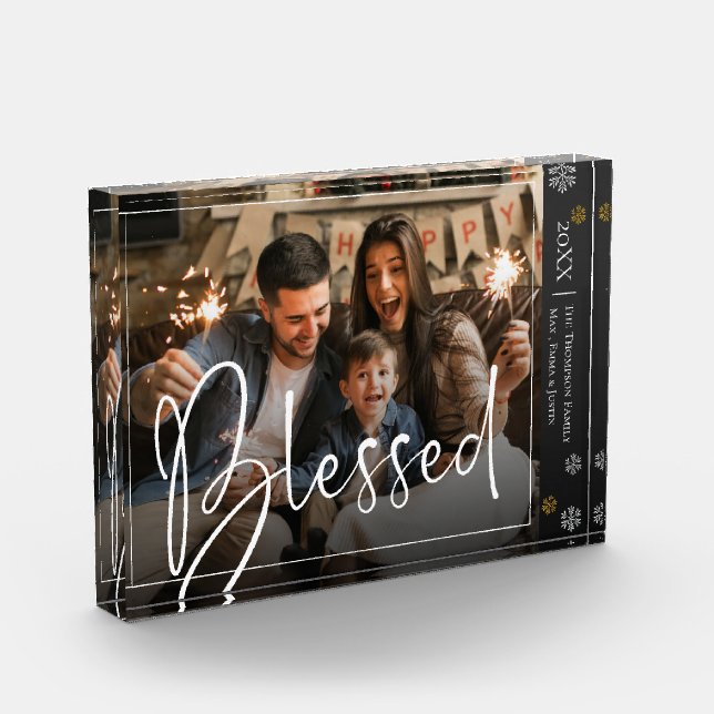 Custom Blessed  Black and White Photo Block (Left)