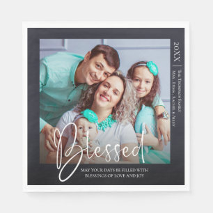 Custom   Blessed   Photo Happy Holidays Napkin