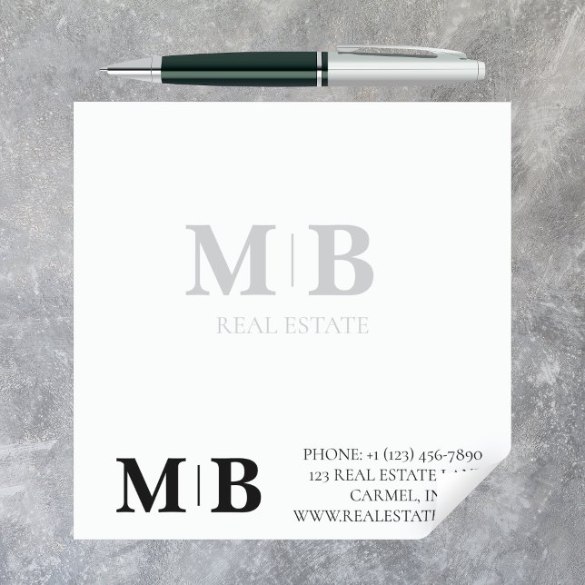 Custom Block Monogram Logo Professional Business Notepad (Create a custom, monogram logo for you real estate or other professional business. )