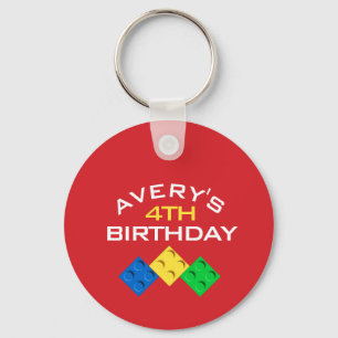 Custom BLOCK PARTY Colourful Bricks Thank You Key Ring
