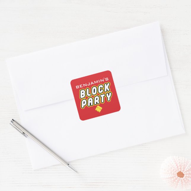 Custom BLOCK PARTY Colourful Bricks Toy Builder Square Sticker (Envelope)