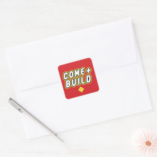 Custom BLOCK PARTY Colourful Bricks Toy Builder Square Sticker