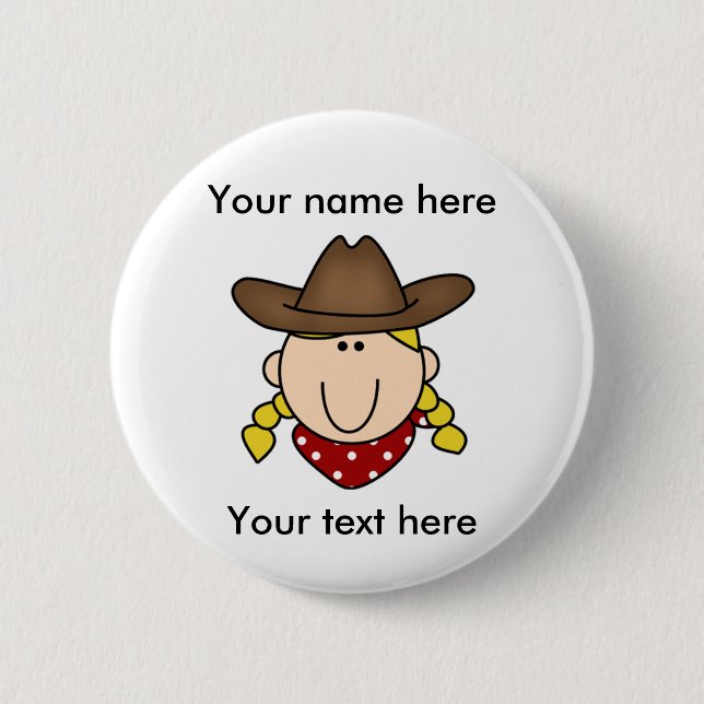 Custom Blonde Cowgirl 6 Cm Round Badge (Front)